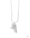 Sneaker Shimmer - White Necklace - Paparazzi Accessories Necklace Bedazzle Me Pretty Mobile Fashion Boutique