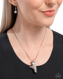 Sneaker Shimmer - White Necklace - Paparazzi Accessories Necklace Bedazzle Me Pretty Mobile Fashion Boutique