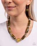 Sneaky Swirls - Green Necklace - Paparazzi Accessories Necklace Bedazzle Me Pretty Mobile Fashion Boutique