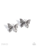 Soaring Sensation - Silver Post Earrings - Paparazzi Accessories Post Earrings Bedazzle Me Pretty Mobile Fashion Boutique