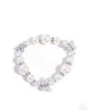 Soaring Sheen - White Bracelet - Paparazzi Accessories Bracelet Bedazzle Me Pretty Mobile Fashion Boutique