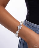 Soaring Sheen - White Bracelet - Paparazzi Accessories Bracelet Bedazzle Me Pretty Mobile Fashion Boutique