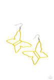 Soaring Silhouettes - Yellow Earrings - Paparazzi Accessories Earrings Bedazzle Me Pretty Mobile Fashion Boutique