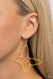 Soaring Silhouettes - Yellow Earrings - Paparazzi Accessories Earrings Bedazzle Me Pretty Mobile Fashion Boutique
