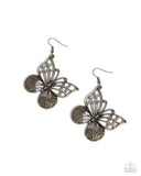 Soaring Skill - Brass Earrings - Paparazzi Accessories Earrings Bedazzle Me Pretty Mobile Fashion Boutique