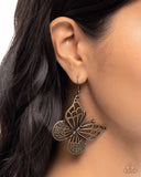Soaring Skill - Brass Earrings - Paparazzi Accessories Earrings Bedazzle Me Pretty Mobile Fashion Boutique