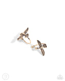 Soaring Sparrow - Gold Cuff Earrings - Paparazzi Accessories Post Earrings Bedazzle Me Pretty Mobile Fashion Boutique