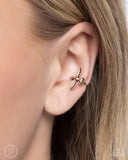 Soaring Sparrow - Gold Cuff Earrings - Paparazzi Accessories Post Earrings Bedazzle Me Pretty Mobile Fashion Boutique