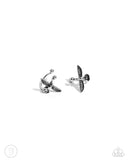 Soaring Sparrow - Silver Cuff Earrings - Paparazzi Accessories Post Earrings Bedazzle Me Pretty Mobile Fashion Boutique