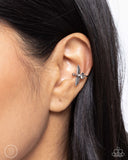 Soaring Sparrow - Silver Cuff Earrings - Paparazzi Accessories Post Earrings Bedazzle Me Pretty Mobile Fashion Boutique
