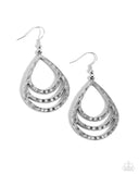 Sojourn Shimmer - White Earrings - Paparazzi Accessories Earrings Bedazzle Me Pretty Mobile Fashion Boutique