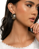 Sonata Shimmer - Brass Post Earrings - Paparazzi Accessories Post Earrings Bedazzle Me Pretty Mobile Fashion Boutique