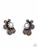 Sonata Shimmer - Brass Post Earrings - Paparazzi Accessories Post Earrings Bedazzle Me Pretty Mobile Fashion Boutique