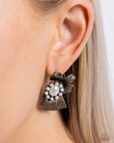 Sonata Shimmer - Brass Post Earrings - Paparazzi Accessories Post Earrings Bedazzle Me Pretty Mobile Fashion Boutique