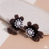 Sonata Shimmer - Copper Post Earrings - Paparazzi Accessories Post Earrings Bedazzle Me Pretty Mobile Fashion Boutique