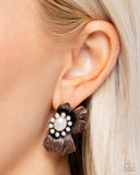 Sonata Shimmer - Copper Post Earrings - Paparazzi Accessories Post Earrings Bedazzle Me Pretty Mobile Fashion Boutique