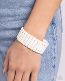 Southern Standing - White Bracelet - Paparazzi Accessories Bracelet Bedazzle Me Pretty Mobile Fashion Boutique