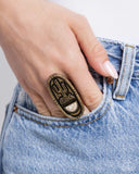 Southwestern Sketch - Brass Ring - Paparazzi Accessories Ring Bedazzle Me Pretty Mobile Fashion Boutique
