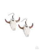 Southwestern Skull - Copper Earrings - Paparazzi Accessories Earrings Bedazzle Me Pretty Mobile Fashion Boutique