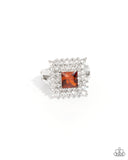 Sovereign Square - Brown Ring - Paparazzi Accessories Ring Bedazzle Me Pretty Mobile Fashion Boutique