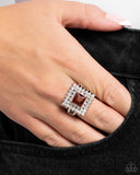 Sovereign Square - Brown Ring - Paparazzi Accessories Ring Bedazzle Me Pretty Mobile Fashion Boutique