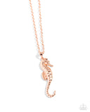 Sparkling Seahorse - Copper Necklace - Paparazzi Accessories Necklace Bedazzle Me Pretty Mobile Fashion Boutique