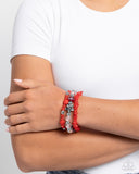 Spellbound Stack - Red Bracelet - Paparazzi Accessories Bracelet Bedazzle Me Pretty Mobile Fashion Boutique