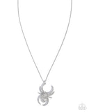 Spider Story - White Necklace - Paparazzi Accessories Necklace Bedazzle Me Pretty Mobile Fashion Boutique