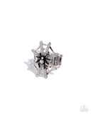 Spiderweb Shimmer - Black Ring - Paparazzi Accessories Ring Bedazzle Me Pretty Mobile Fashion Boutique