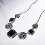 Spiral Sass - Black Necklace - Paparazzi Accessories Necklace Bedazzle Me Pretty Mobile Fashion Boutique