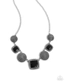 Spiral Sass - Black Necklace - Paparazzi Accessories Necklace Bedazzle Me Pretty Mobile Fashion Boutique