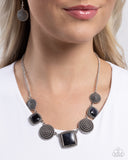 Spiral Sass - Black Necklace - Paparazzi Accessories Necklace Bedazzle Me Pretty Mobile Fashion Boutique