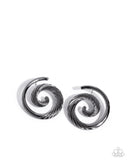 Spiral Silhouette - Black Post Earrings - Paparazzi Accessories Post Earrings Bedazzle Me Pretty Mobile Fashion Boutique