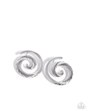 Spiral Silhouette - Silver Post Earrings - Paparazzi Accessories Post Earrings Bedazzle Me Pretty Mobile Fashion Boutique