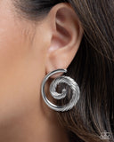 Spiral Silhouette - Silver Post Earrings - Paparazzi Accessories Post Earrings Bedazzle Me Pretty Mobile Fashion Boutique