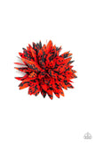 Splattered Splendor - Red Hair Clip - Paparazzi Accessories Hair Clip Bedazzle Me Pretty Mobile Fashion Boutique