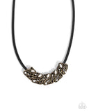 Sprig Shimmer - Brass Necklace - Paparazzi Accessories Necklace Bedazzle Me Pretty Mobile Fashion Boutique