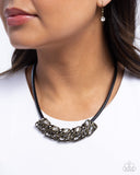 Sprig Shimmer - Brass Necklace - Paparazzi Accessories Necklace Bedazzle Me Pretty Mobile Fashion Boutique