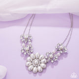 Sprouting Shimmer - White Necklace - Paparazzi Accessories Necklace Bedazzle Me Pretty Mobile Fashion Boutique