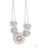 Sprouting Shimmer - White Necklace - Paparazzi Accessories Necklace Bedazzle Me Pretty Mobile Fashion Boutique