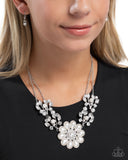 Sprouting Shimmer - White Necklace - Paparazzi Accessories Necklace Bedazzle Me Pretty Mobile Fashion Boutique