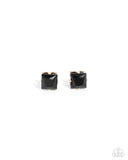 Squared Soprano - Black Post Earrings - Paparazzi Accessories Post Earrings Bedazzle Me Pretty Mobile Fashion Boutique