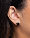 Squared Soprano - Black Post Earrings - Paparazzi Accessories Post Earrings Bedazzle Me Pretty Mobile Fashion Boutique