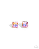 Squared Soprano - Orange Post Earrings - Paparazzi Accessories Post Earrings Bedazzle Me Pretty Mobile Fashion Boutique