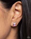 Squared Soprano - Orange Post Earrings - Paparazzi Accessories Post Earrings Bedazzle Me Pretty Mobile Fashion Boutique