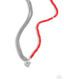 Squared Sweetheart - Red Necklace - Paparazzi Accessories Necklace Bedazzle Me Pretty Mobile Fashion Boutique