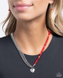 Squared Sweetheart - Red Necklace - Paparazzi Accessories Necklace Bedazzle Me Pretty Mobile Fashion Boutique