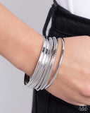Stackable Shimmer - Silver Bracelet Bracelet - Paparazzi Accessories Bracelet Bedazzle Me Pretty Mobile Fashion Boutique