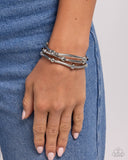Stacked Shopaholic - Silver Bracelet - Paparazzi Accessories Bracelet Bedazzle Me Pretty Mobile Fashion Boutique