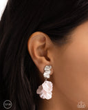 Stacked Sprigs - Pink Clip-On Earrings - Paparazzi Accessories Clip-On Bedazzle Me Pretty Mobile Fashion Boutique